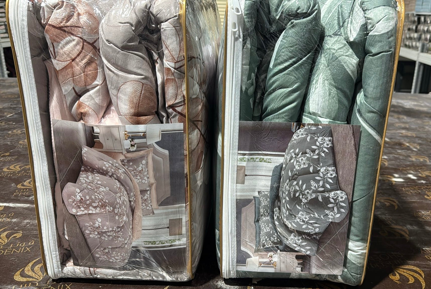 طقم لحاف مقاس كينج بنقشة زهور، 6 قطع - 220 × 240 سم