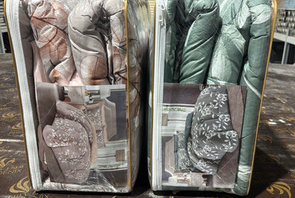 طقم لحاف مقاس كينج بنقشة زهور، 6 قطع - 220 × 240 سم