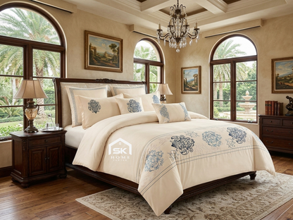 Luxury King Size Embroidery Comforter – Premium 6 Pieces Set (220×240 CM)