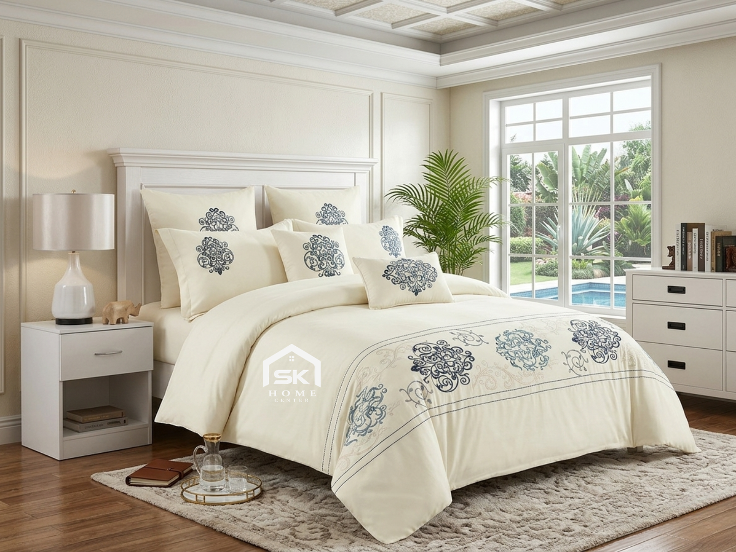 Luxury King Size Embroidery Comforter – Premium 6 Pieces Set (220×240 CM)