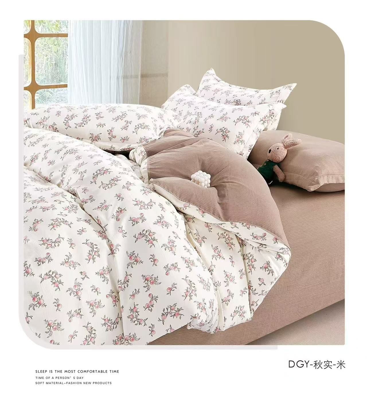100% Cotton Premium Quality 6-Piece Floral Print Duvet cover Set- King Size