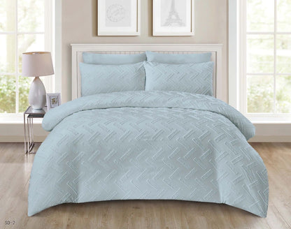 King Size Comforter Set 6-Piece | Cotton Fabric with Embroidery | Bedding Set with Fitted Sheet and Pillowcases