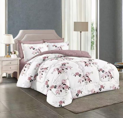 Floral print King size comforter 6 pieces set - 220 x 240cm