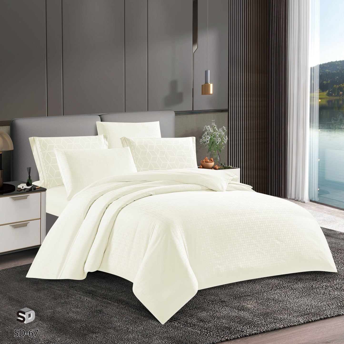 Luxury Silk Satin Comforter Set Queen Size 4PCS