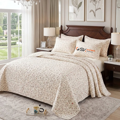 Floral Premium Quality cotton Light weight Quilted Bedspread Set - 6Piece King Size (220x240cm)