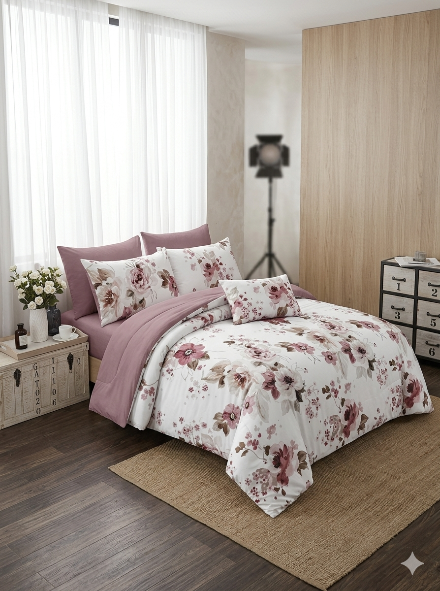 Floral King size comforter 6Pcs set - 220 x 240cm