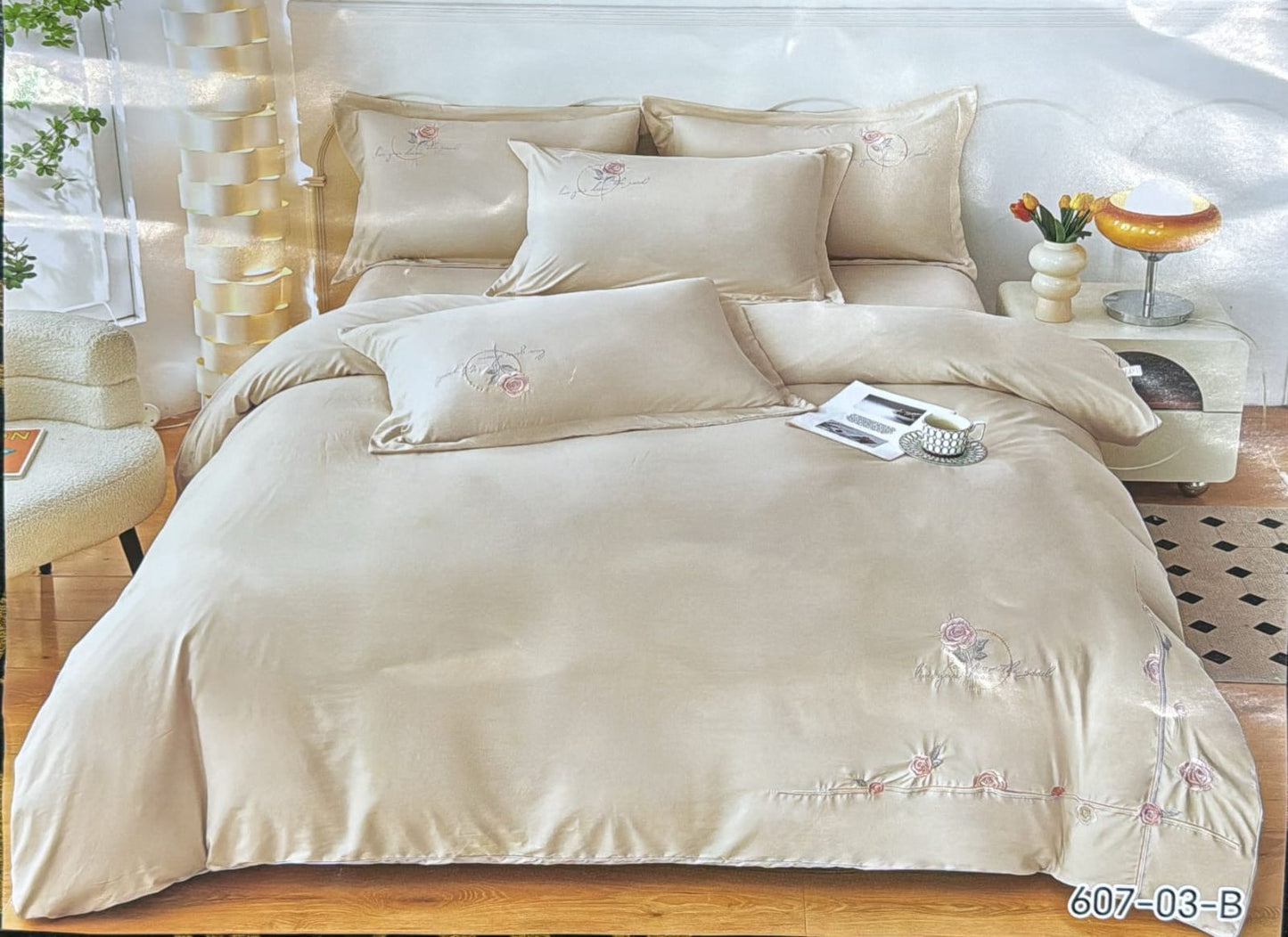 Embroidery designed premium cotton comforter 6pcs set-King