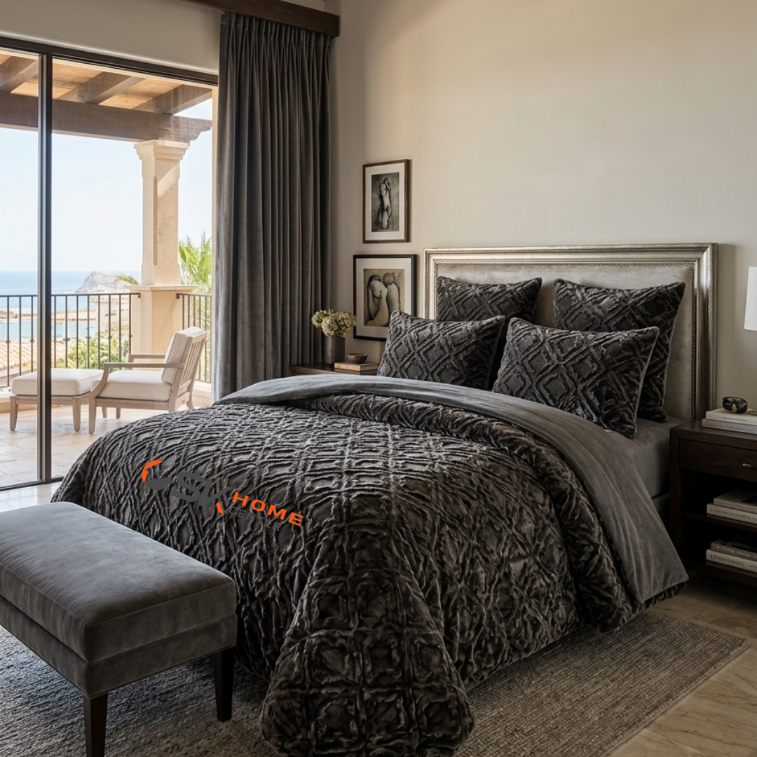 Premium Luxury Velvet 6-Piece Comforter Set – King Size