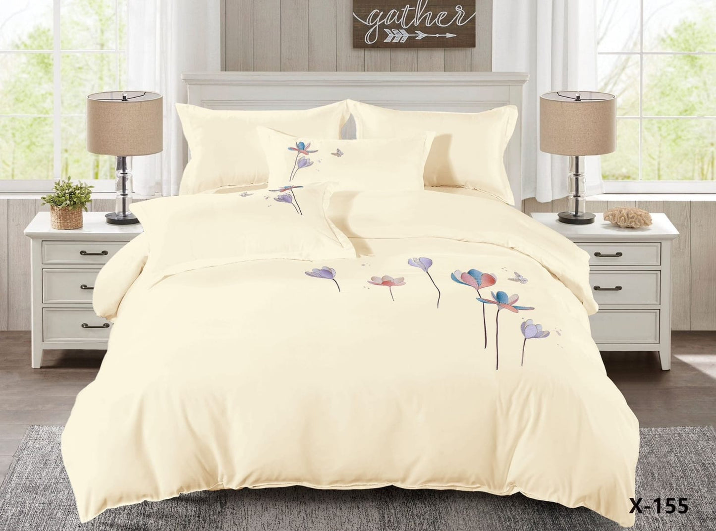 Embroidery designed premium cotton comforter 6pcs set-King