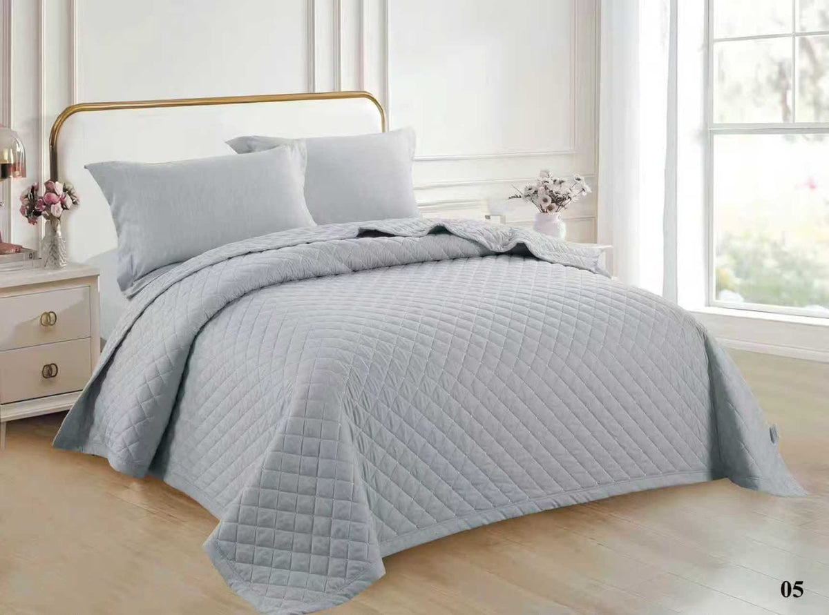 Luxury Satin Silk Quilted Bedspread Set – King Size | Premium 6-Piece (220x240cm)