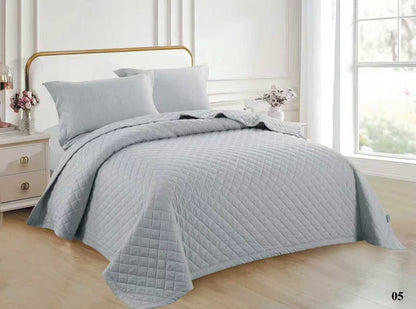 Luxury Satin Silk Quilted Bedspread Set – King Size | Premium 6-Piece (220x240cm)