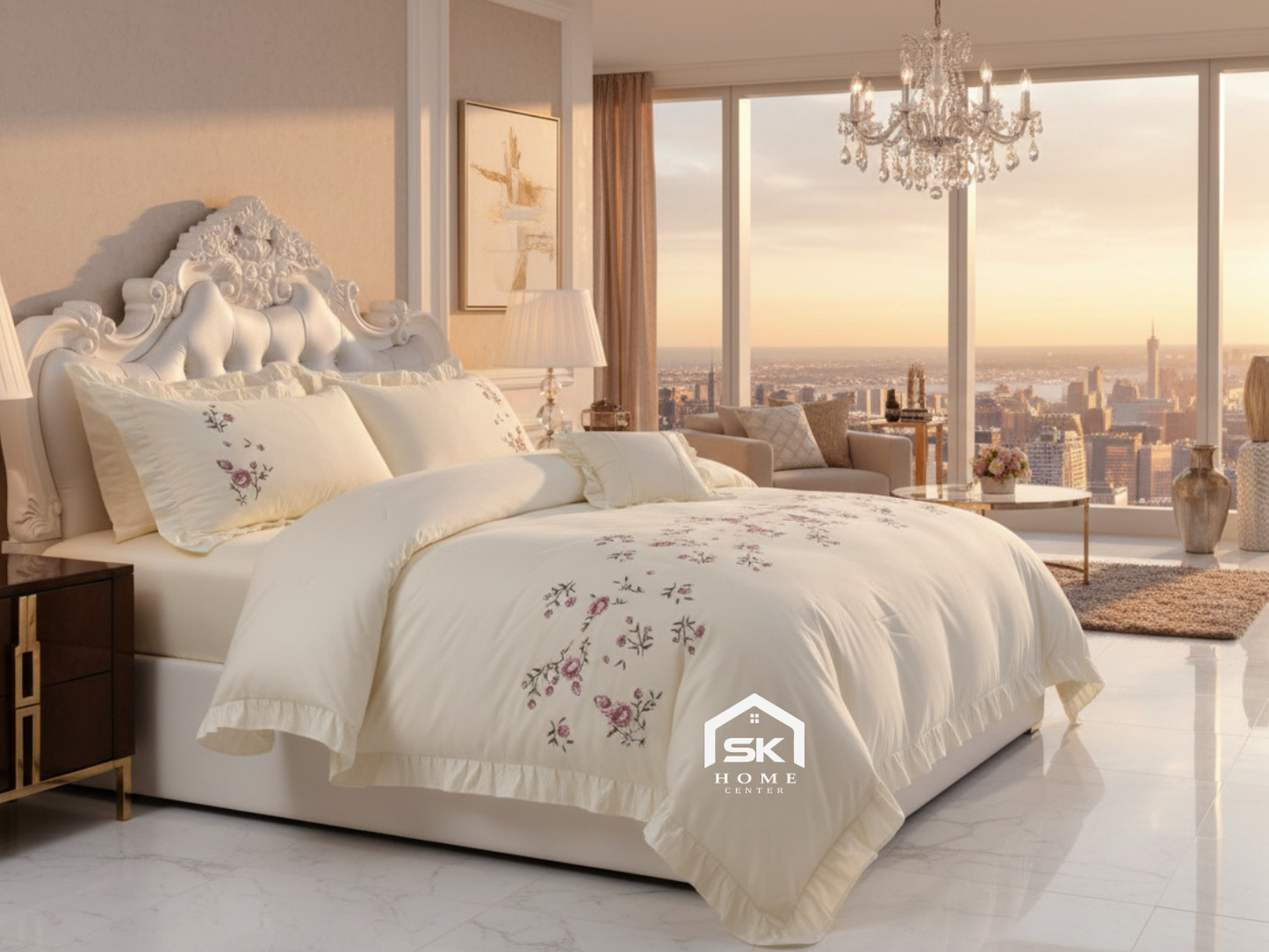 Luxury King Size Embroidery Comforter – Premium 6 Pieces Set (220×240 CM)