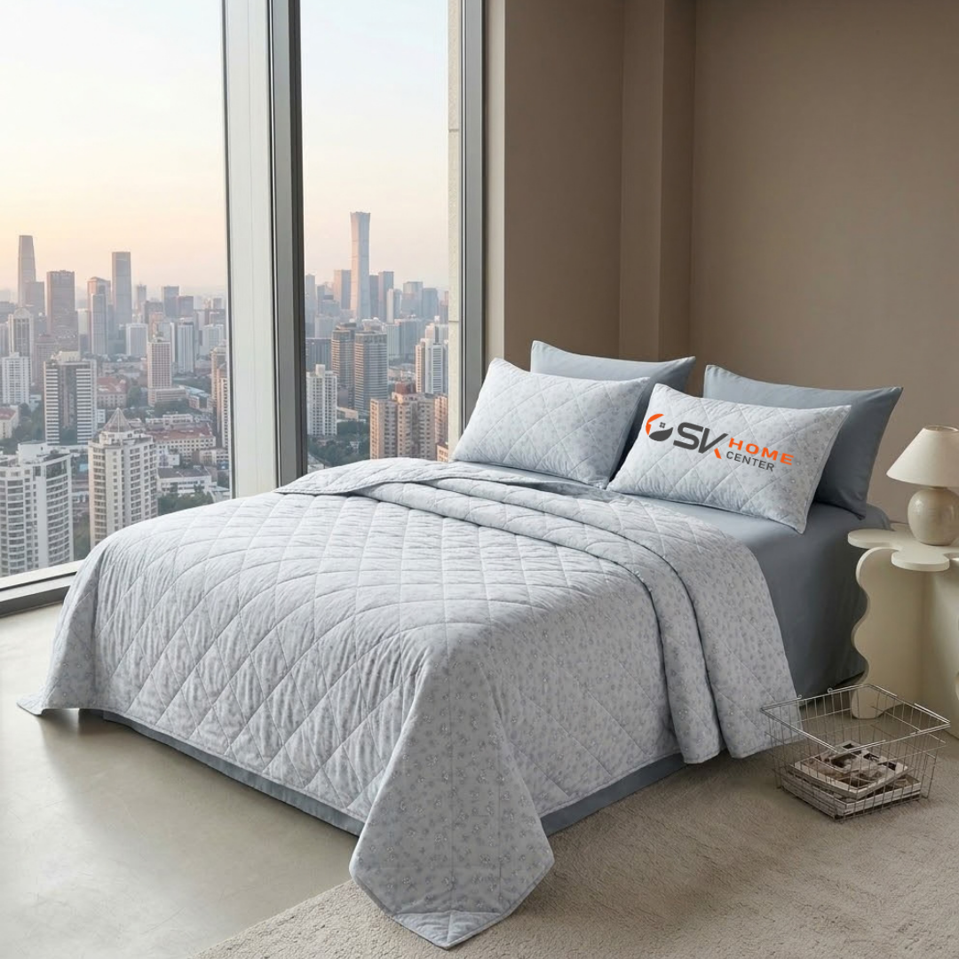Floral Premium Quality cotton Light weight Quilted Bedspread Set - 6Piece King Size (220x240cm)