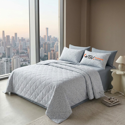 Floral Premium Quality cotton Light weight Quilted Bedspread Set - 6Piece King Size (220x240cm)