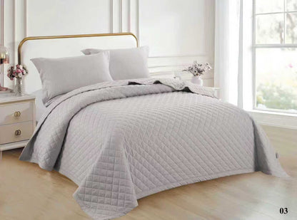 Luxury Satin Silk Quilted Bedspread Set – King Size | Premium 6-Piece (220x240cm)