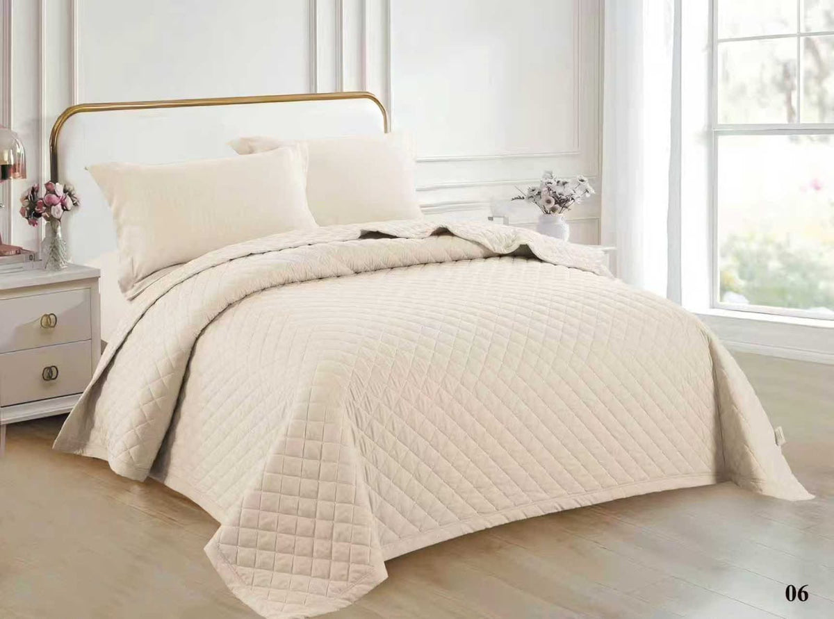 Luxury Satin Silk Quilted Bedspread Set – King Size | Premium 6-Piece (220x240cm)