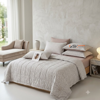 Floral Premium Quality cotton Light weight Quilted Bedspread Set - 6Piece King Size (220x240cm)