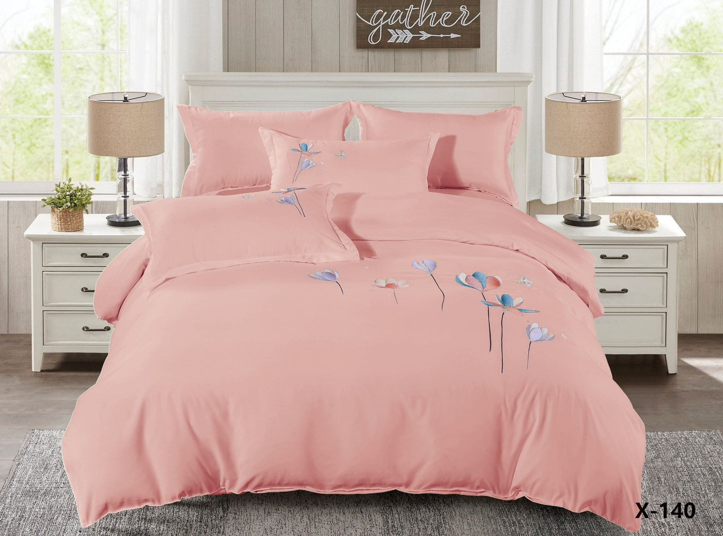 Embroidery designed premium cotton comforter 6pcs set-King