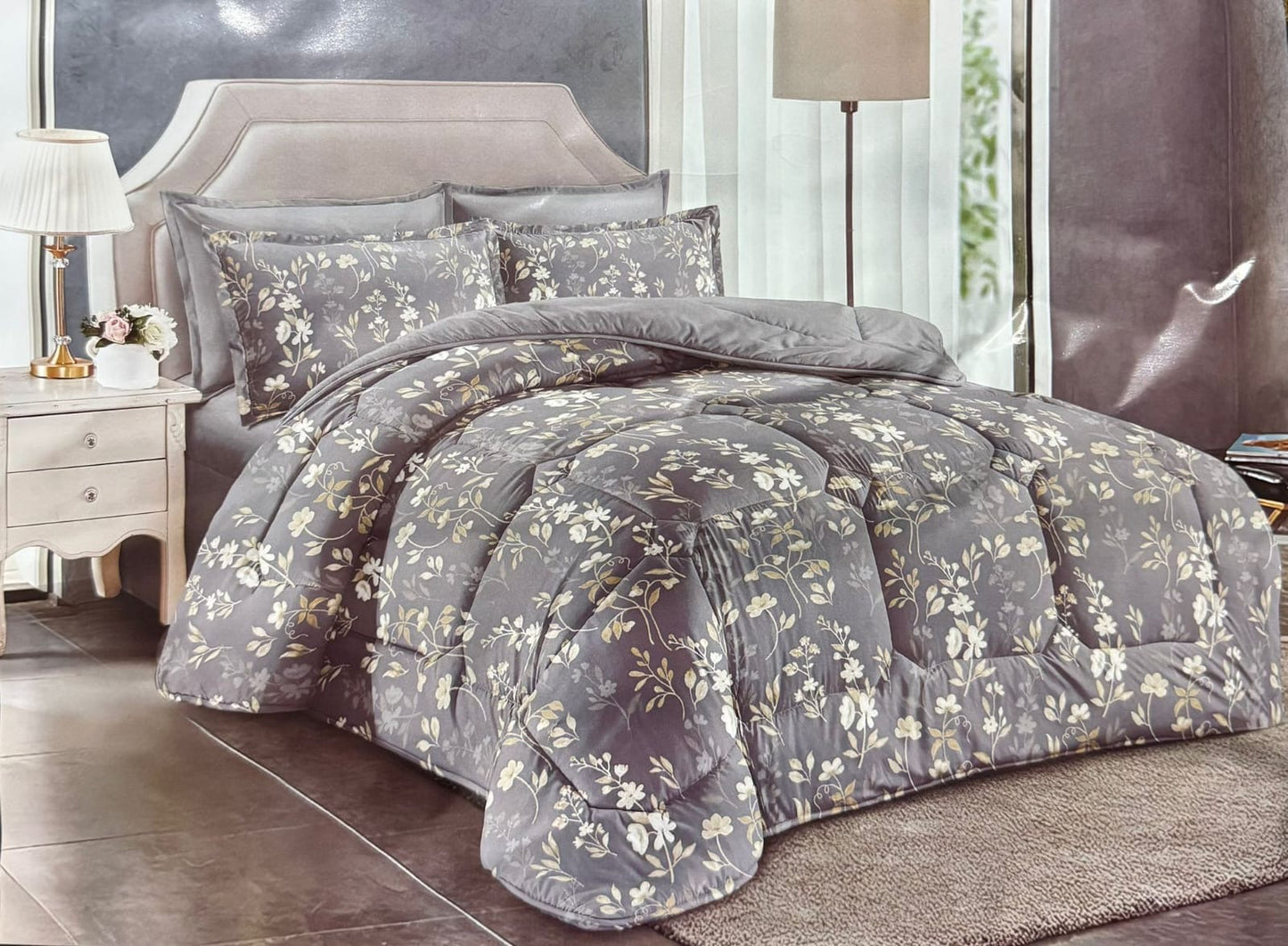 Floral print King size comforter 6 pieces set - 220 x 240cm