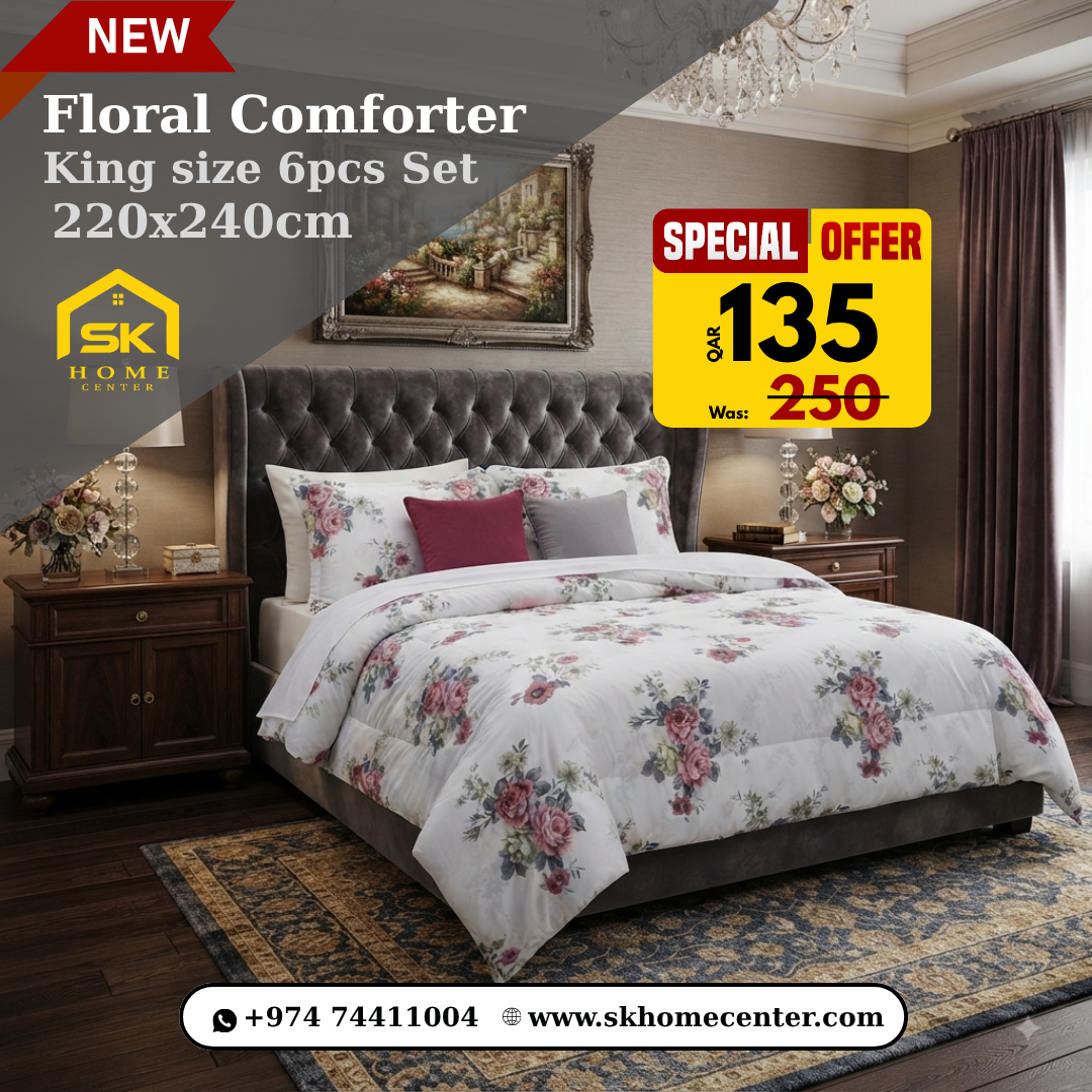 Floral 6-Piece Cotton Comforter Set | King Size Bedding Set - SK HOME CENTER