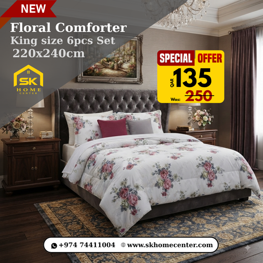 Floral 6-Piece Cotton Comforter Set | King Size Bedding Set