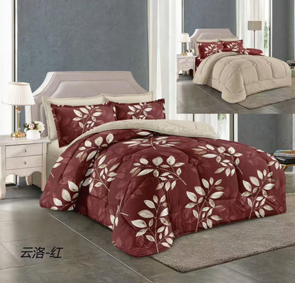 طقم لحاف مقاس كينج بنقشة زهور، 6 قطع - 220 × 240 سم