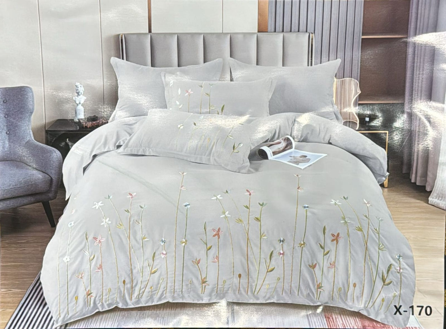 Embroidery designed premium cotton comforter 6pcs set-King