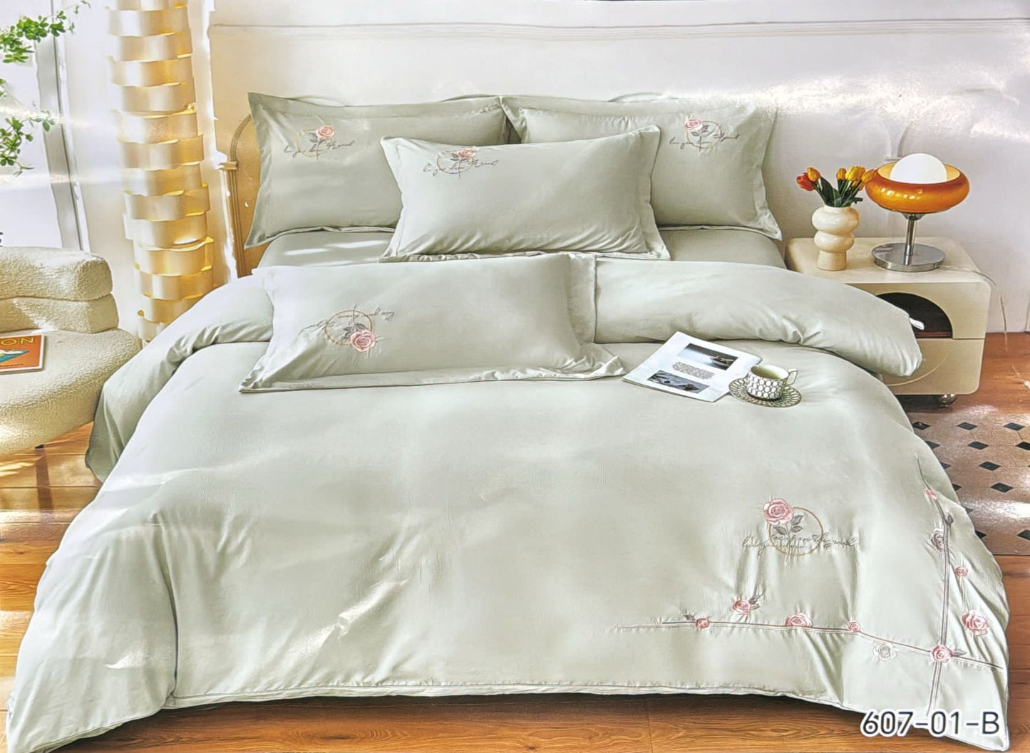 Embroidery designed premium cotton comforter 6pcs set-King