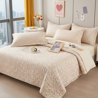 Floral Premium Quality cotton Light weight Quilted Bedspread Set - 6Piece King Size (220x240cm)