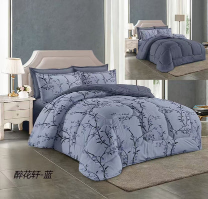 طقم لحاف مقاس كينج بنقشة زهور، 6 قطع - 220 × 240 سم