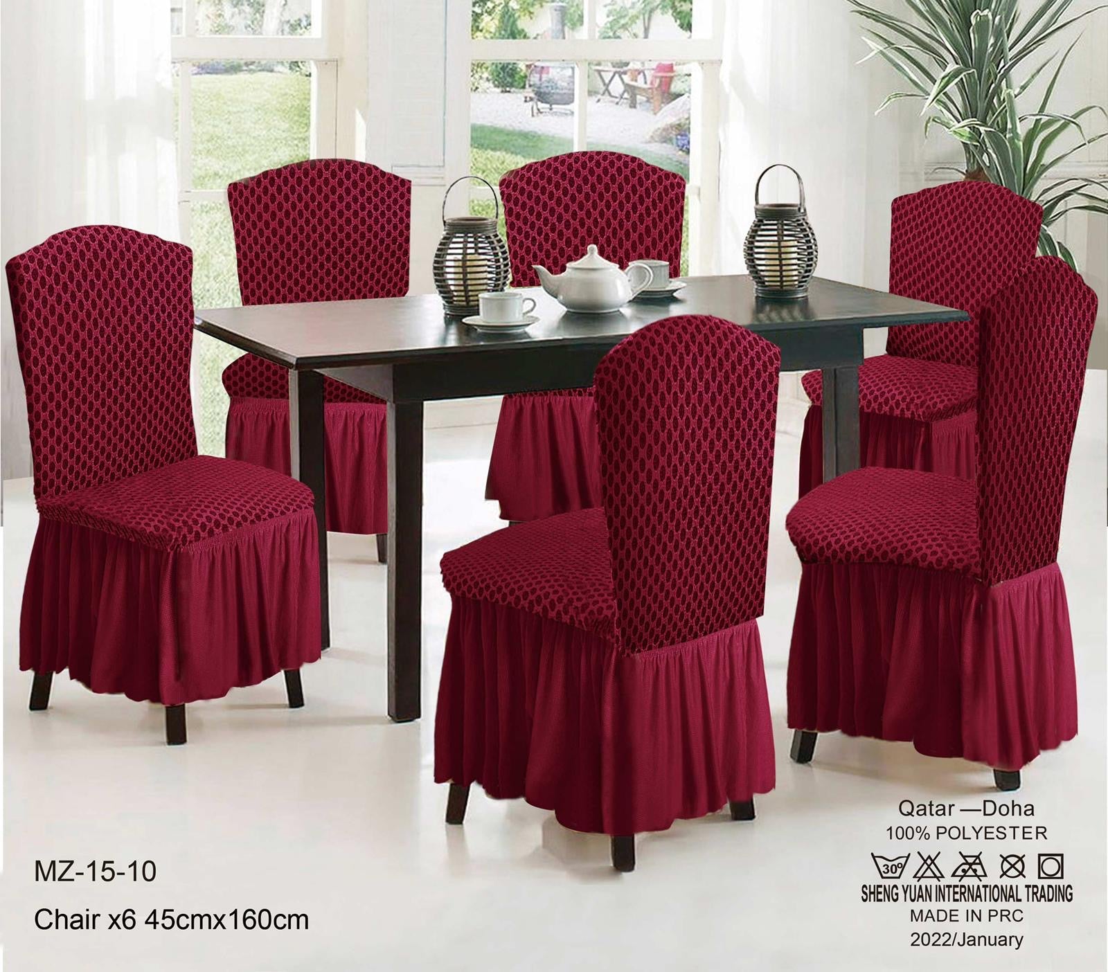 Dining chair cover 6pieces pack - 45 x 160cm - SK HOME CENTER