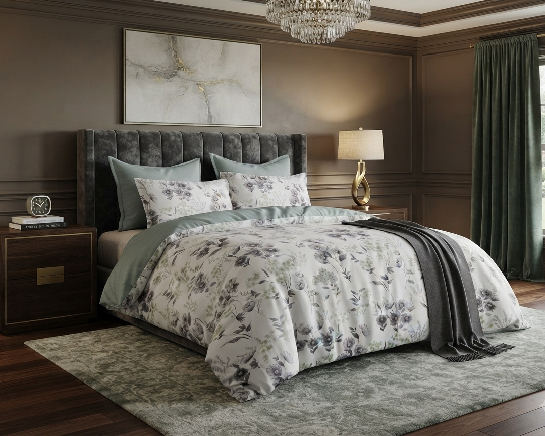 Floral 6-Piece Cotton Comforter Set | King Size Bedding Set - SK HOME CENTER
