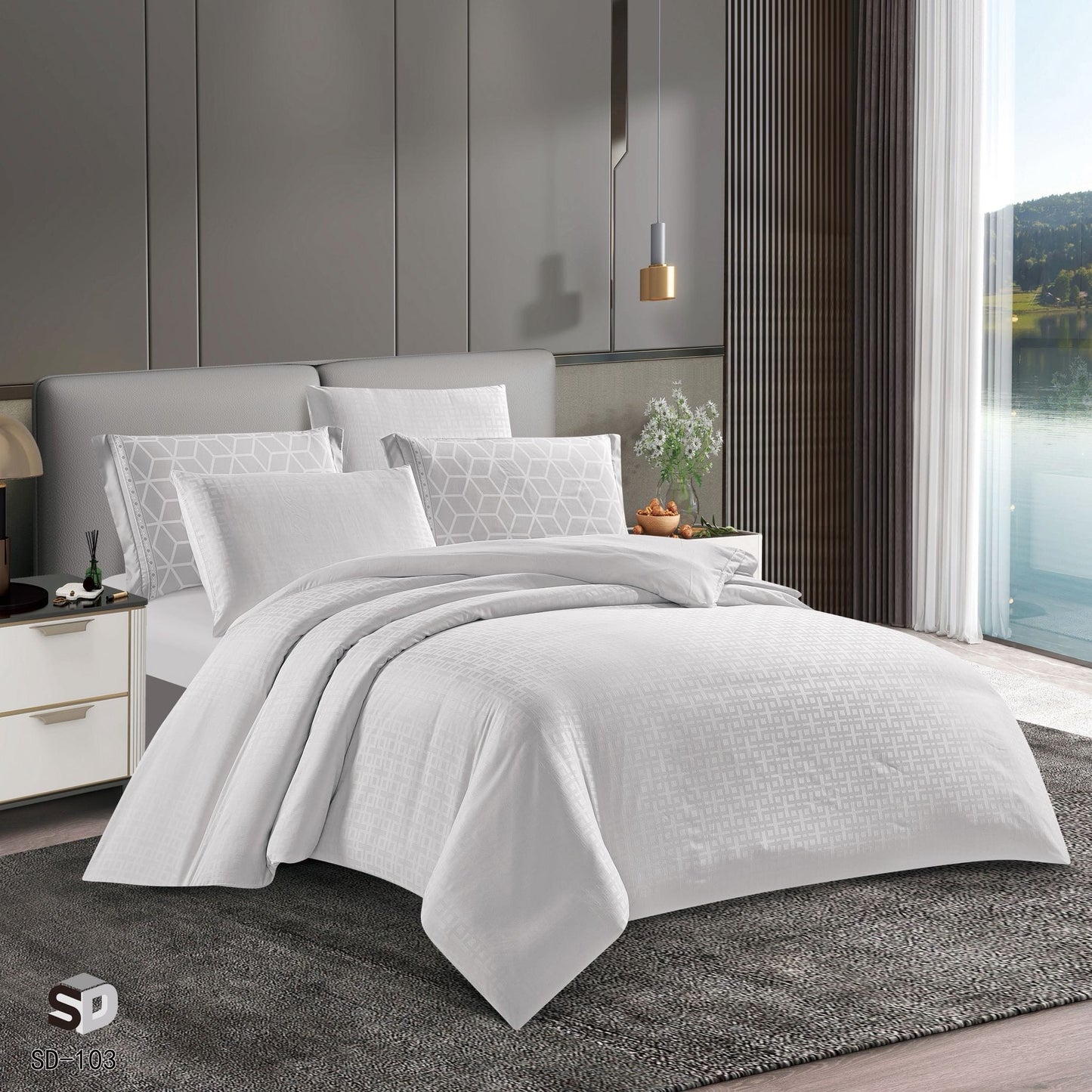Luxury Silk Satin Comforter Set Queen Size 4PCS