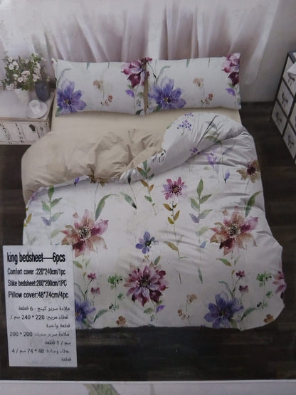King size pattern duvet cover 6pcs set