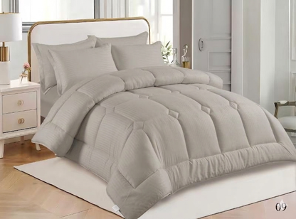 Satin Silky Striped Comforter Set – King Size 6 Piece