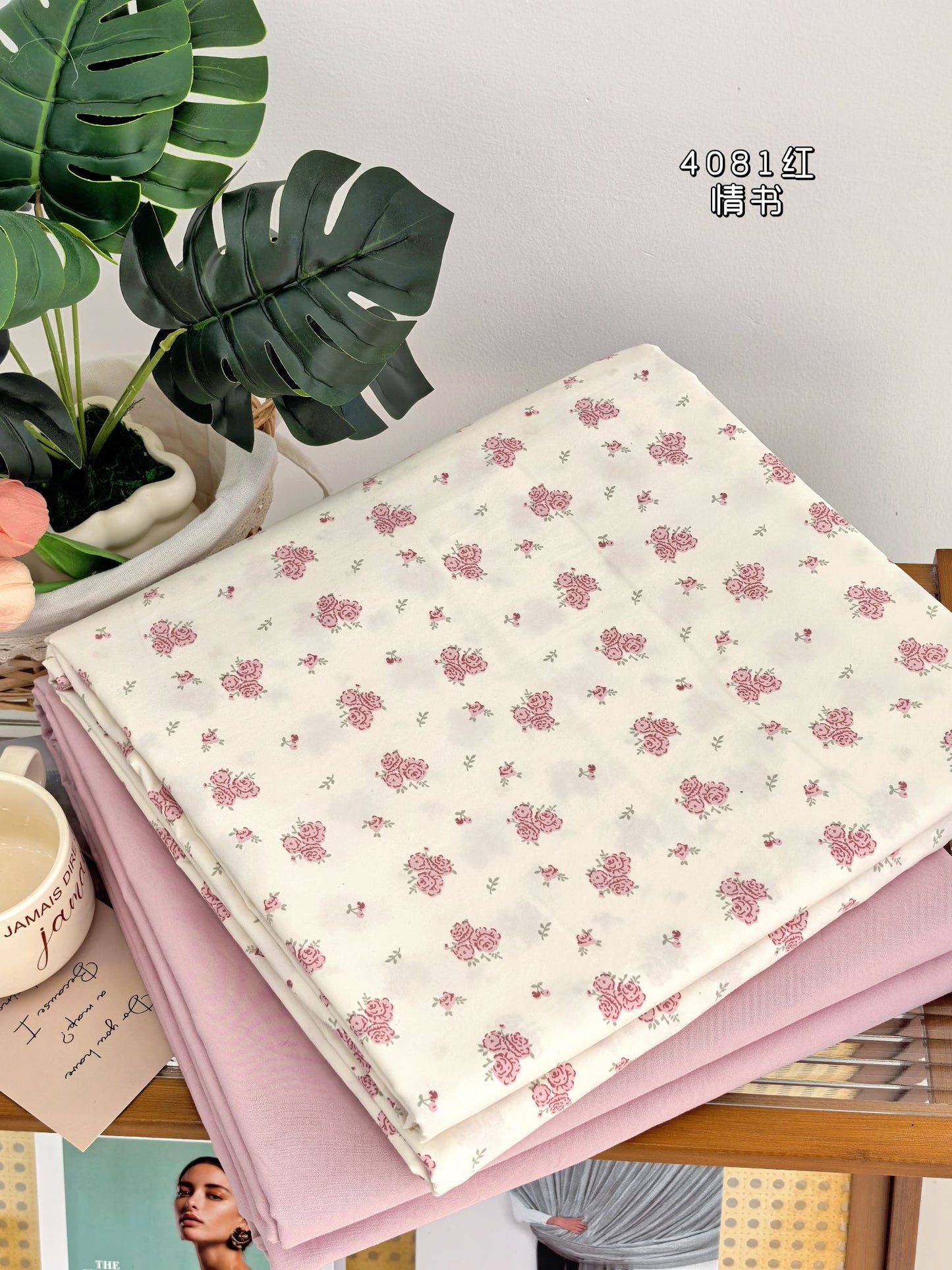 Premium Quality 100% cotton Fabric 6-Piece Floral Print Duvet cover Set- King Size bedding set