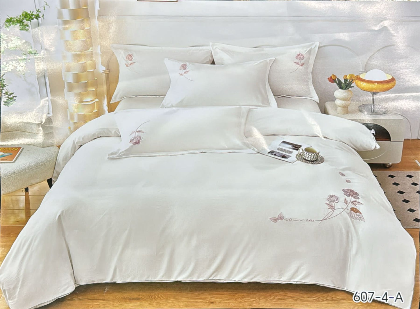 Embroidery designed premium cotton comforter 6pcs set-King