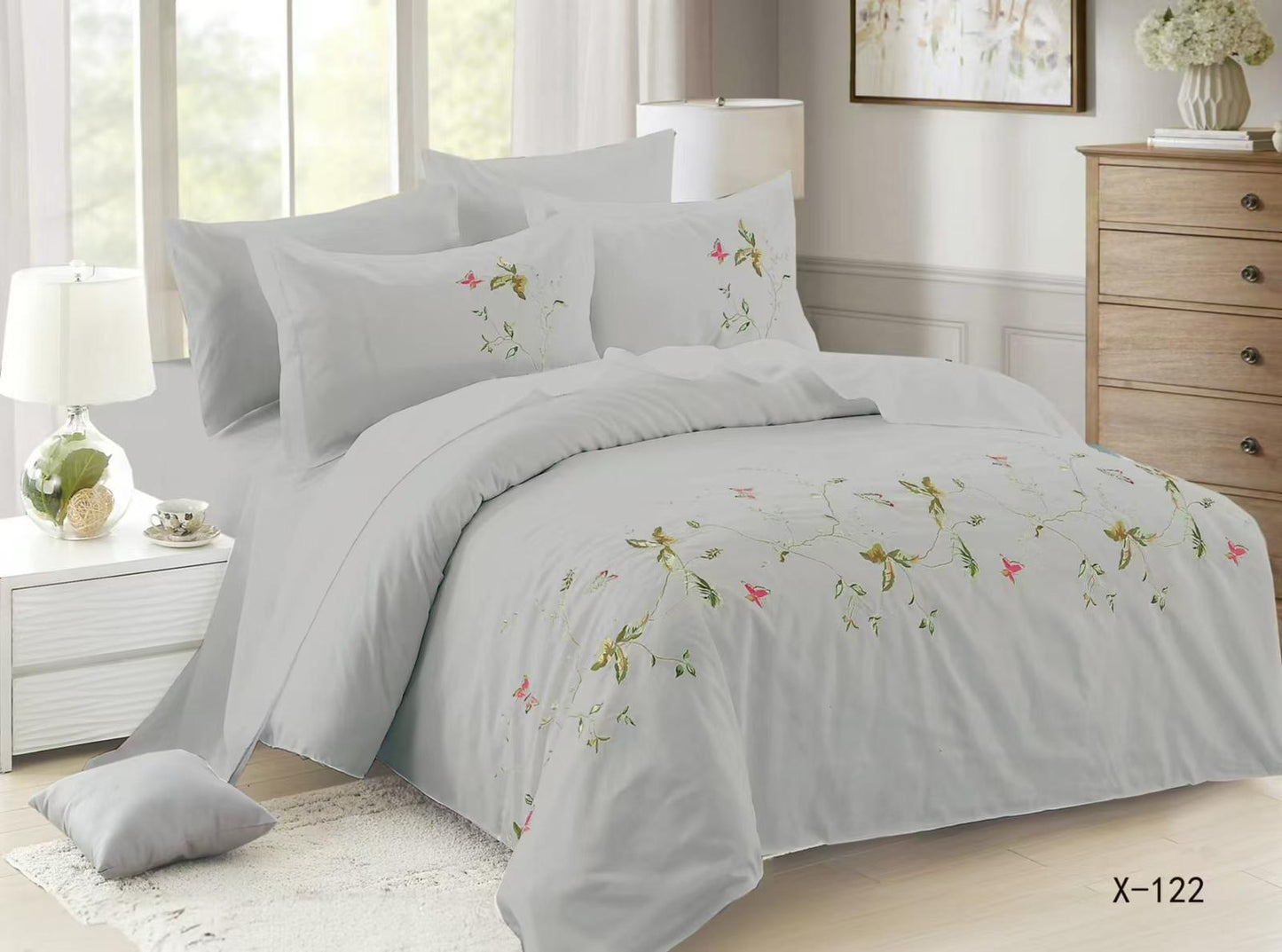 Embroidery designed premium cotton comforter 6pcs set-King