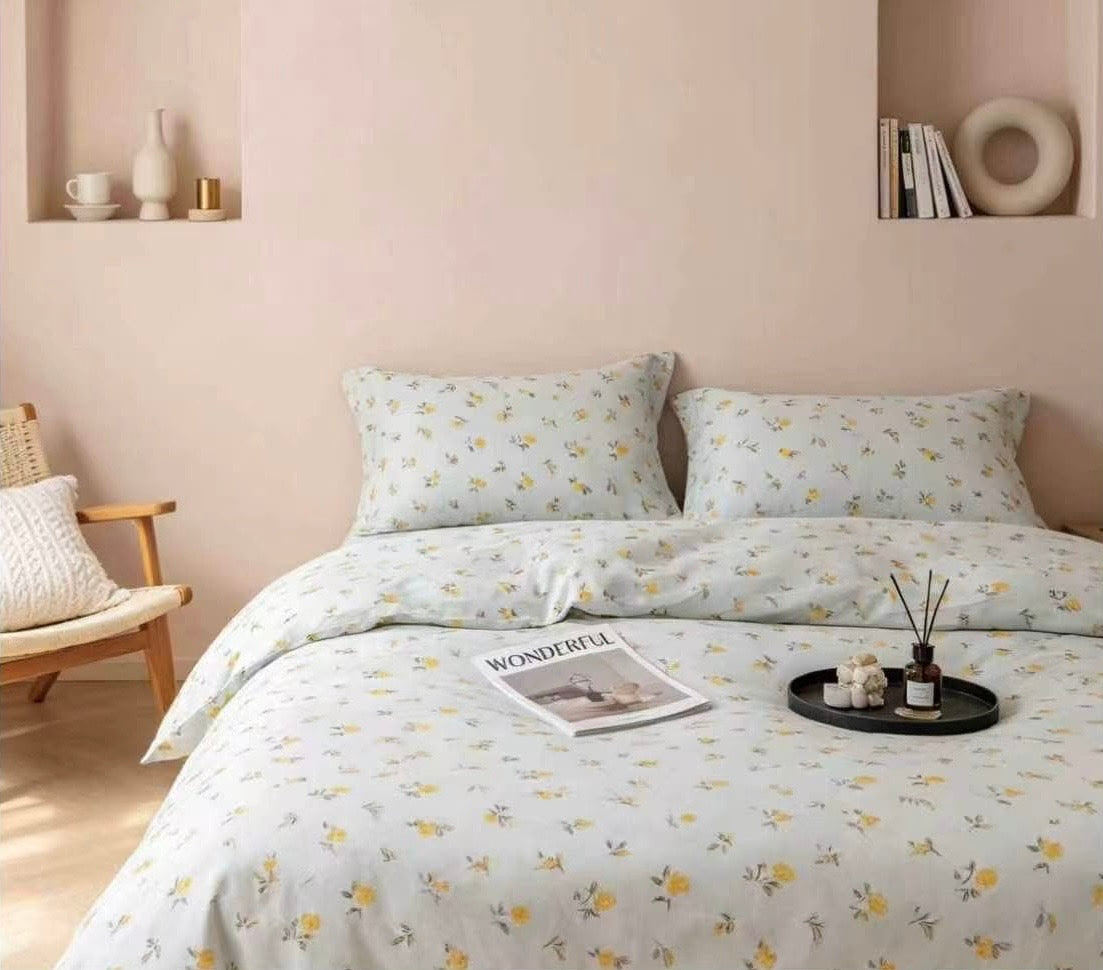 Premium Quality 100% cotton Single XL Twin size comforter 4 pieces set - 120 x 200cm - SK HOME CENTER