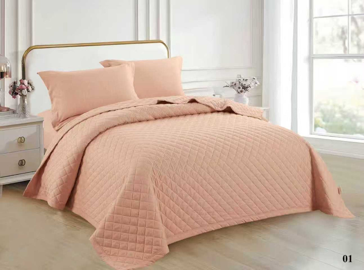 Luxury Satin Silk Quilted Bedspread Set – King Size | Premium 6-Piece (220x240cm)