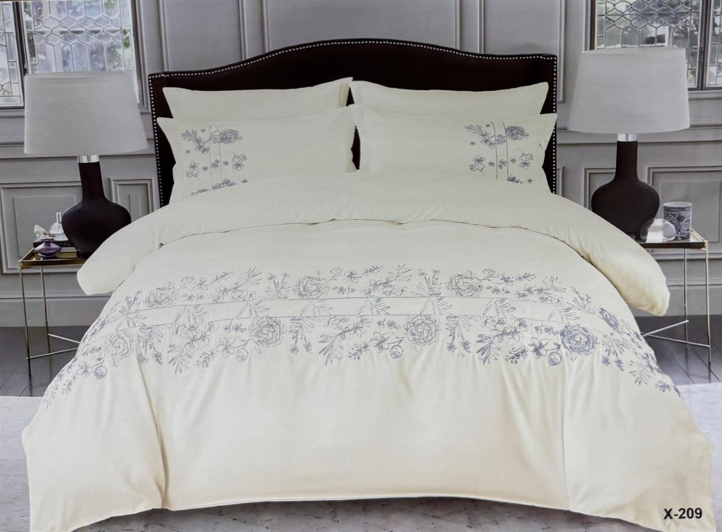 Embroidery designed premium cotton comforter 6pcs set-King
