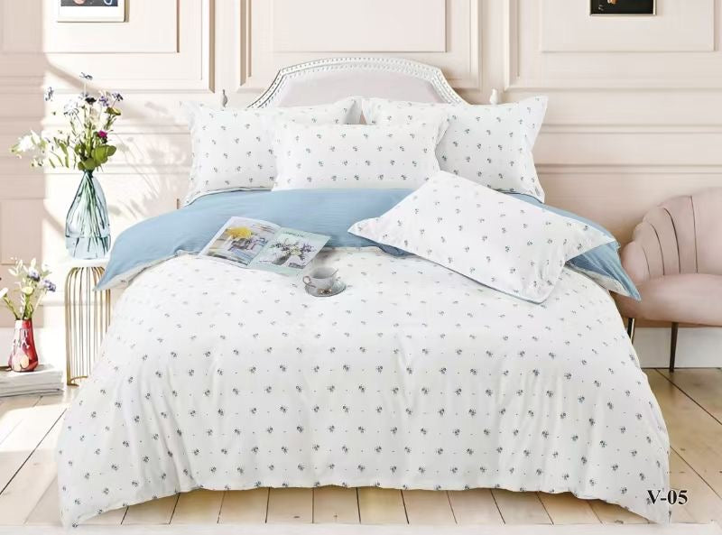 100% Cotton Premium Quality 6-Piece Floral Print Duvet cover Set- King Size