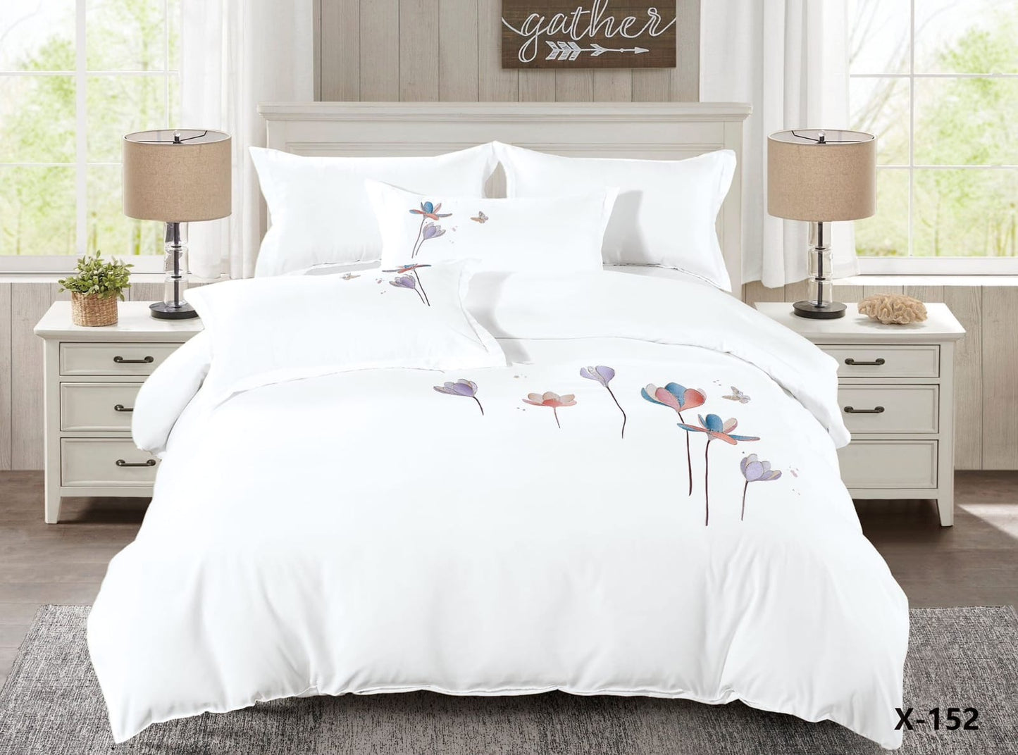 Embroidery designed premium cotton comforter 6pcs set-King