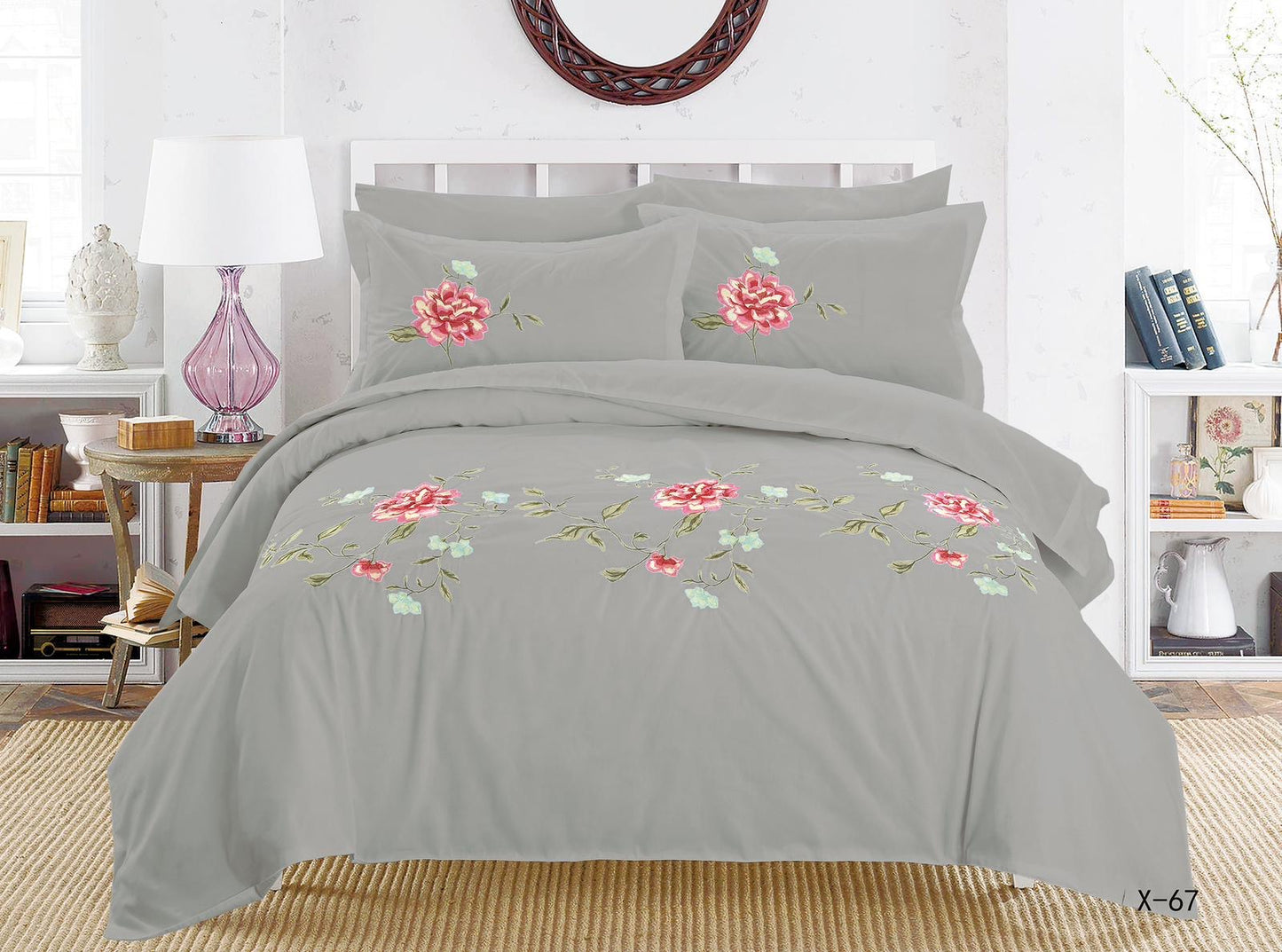 Embroidery designed premium cotton comforter 6pcs set-King