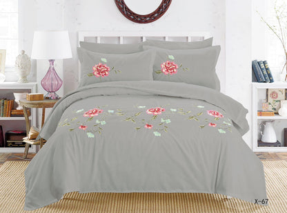 Embroidery designed premium cotton comforter 6pcs set-King