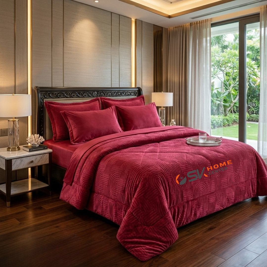 Premium Luxury Velvet 6-Piece Comforter Set – King Size