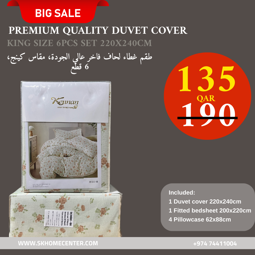 Luxury King Size Premium Quality 6-Piece Floral Print Duvet cover Set