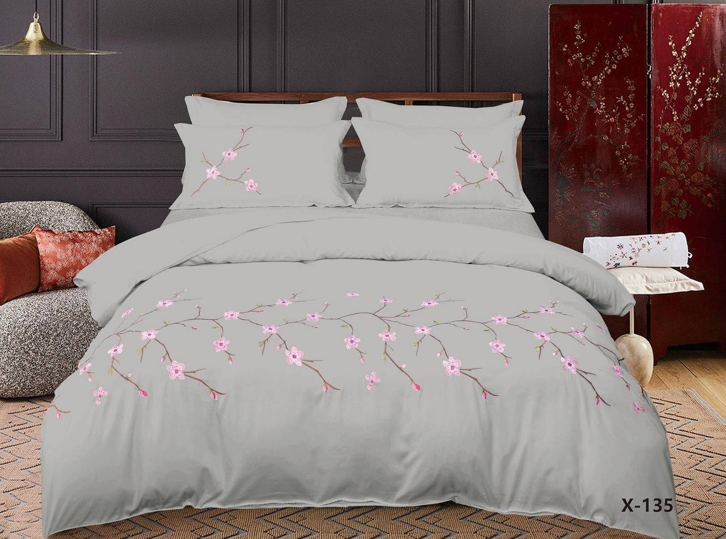 Embroidery designed premium cotton comforter 6pcs set-King