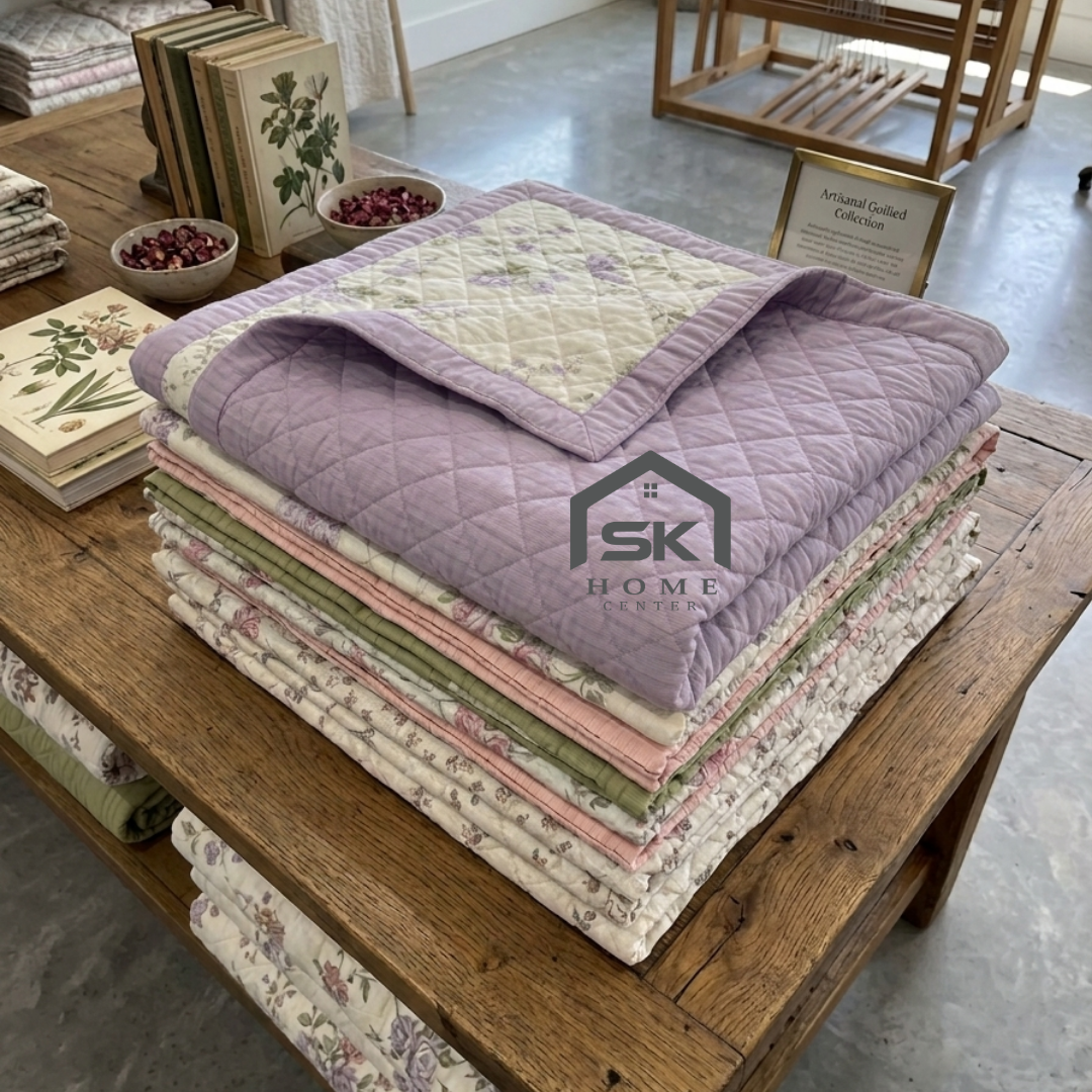 Floral Premium Quality cotton Light weight Bedspread Set - 6Piece King Size (220x240cm) - SK HOME CENTER