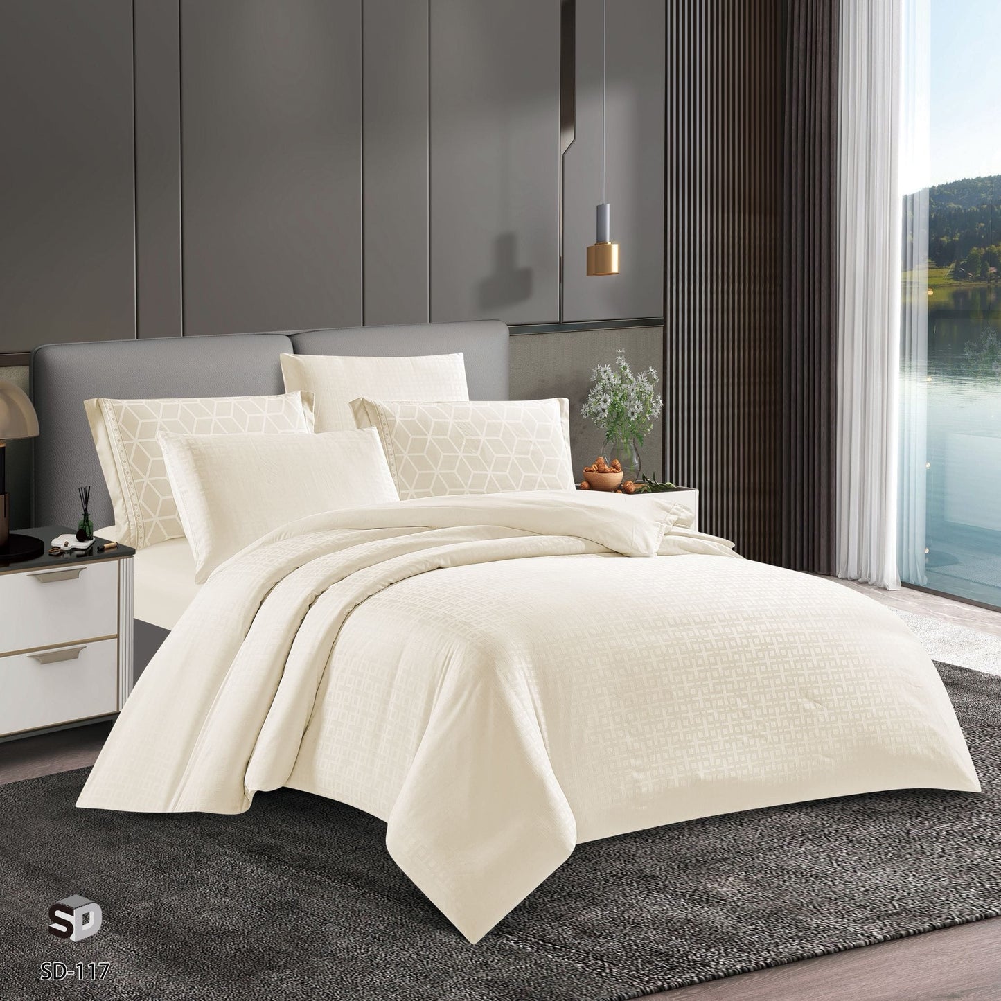 Luxury Silk Satin Comforter Set Queen Size 4PCS